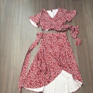 Floral Red floral top and skirt set